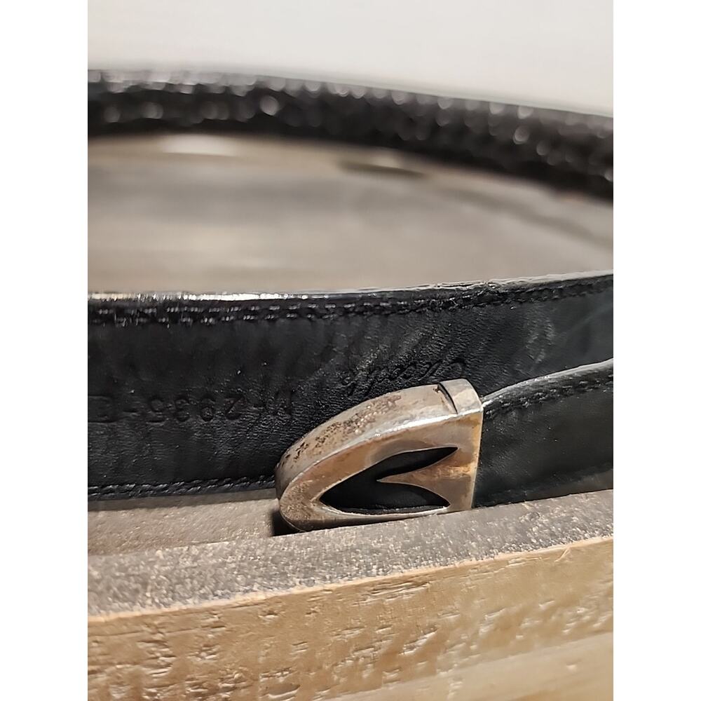 J Deegan 925 Equestrian Belt 4 Piece 1" Buckle Set Black Crocodile Leather 38" - Picture 12 of 12
